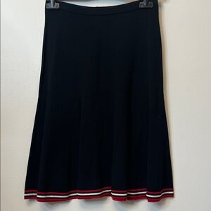 ESCADA Black A-Line Skirt with Red and White Striped Hem